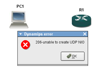 error message 206-unable to create UDP NIO
